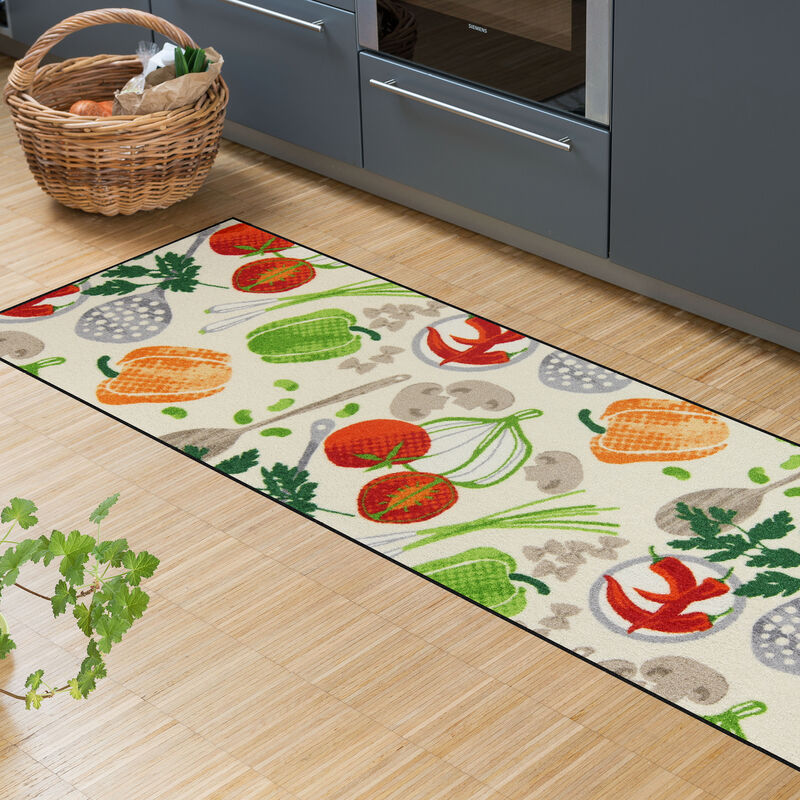 Ce tapis de sol spcial cuisine et entre aux motifs exclusifs de lgumes protge sols et articulations Photo 2