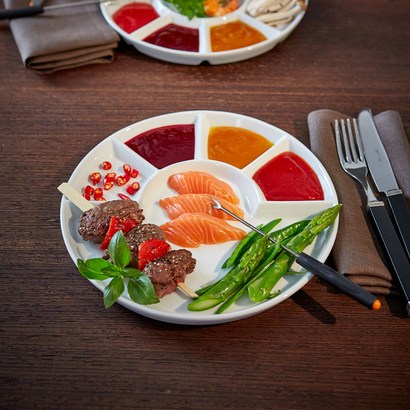 Assiettes à fondue en porcelaine ultra résistante avec compartiments -  Hagen Grote GmbH