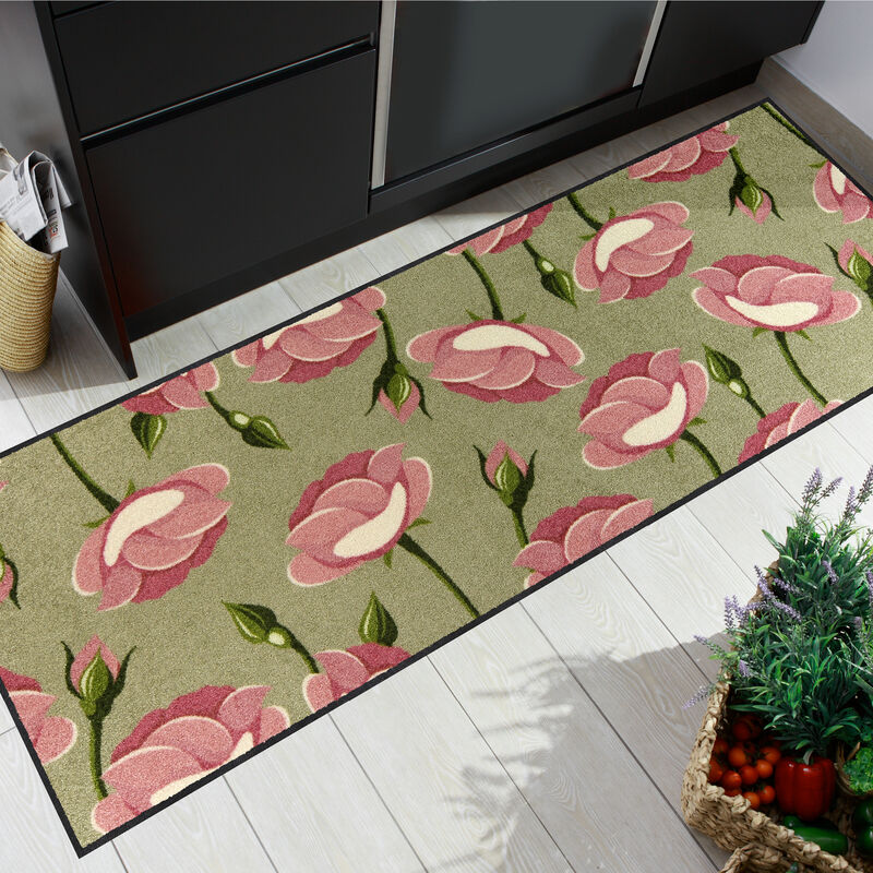 Ce tapis de sol spcial cuisine au design exclusif de roses protge sols et articulations Photo 2