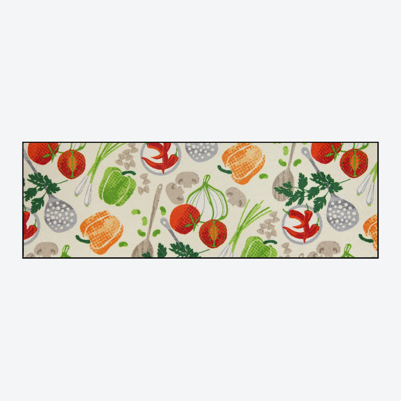 Ce tapis de sol spcial cuisine et entre aux motifs exclusifs de lgumes protge sols et articulations