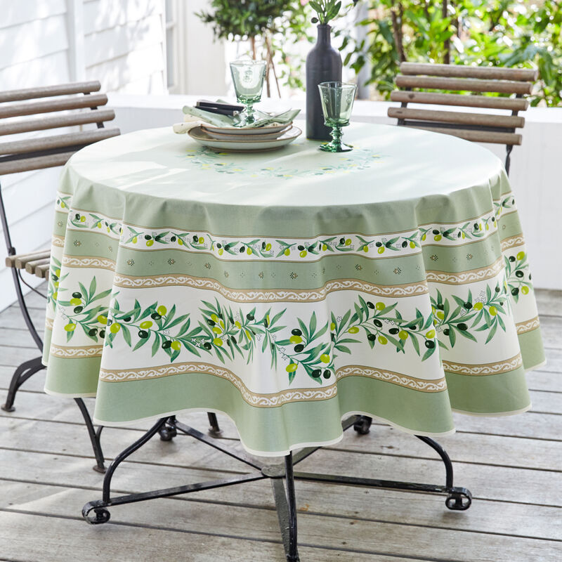 Nappe : linge de table mditerranen enduit au motif d'olives