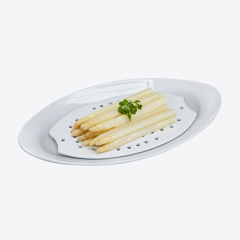 Plat à asperges et son égouttoir en porcelaine : parfaits pour les  asperges, les légumes, le poisson, la viande - Hagen Grote GmbH