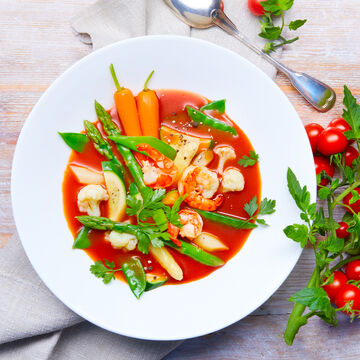 Image du produit pour 'Tomates en gele avec garniture de lgumes et crevettes'