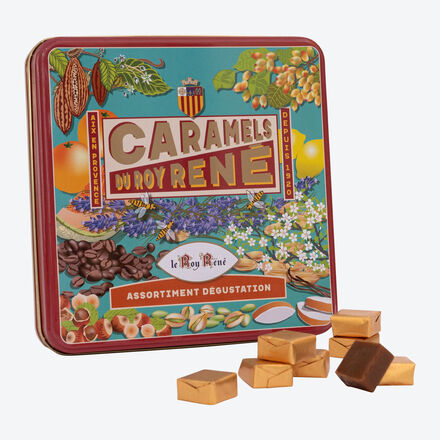 Image du produit pour 'Assortiment de fins caramels tendres de Provence dans une jolie bote mtal, caramels mous, fudge, bonbons caramel'