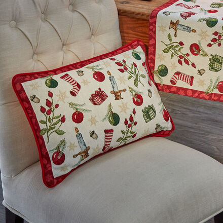 Image du produit pour 'Coussin tissage Gobelin au motif  Dcorations du sapin de Nol '