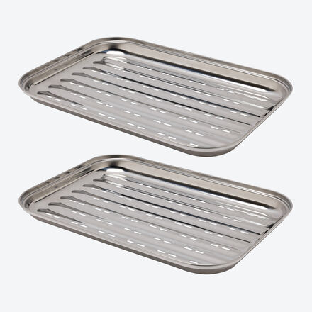 Image du produit pour 'Lot de 2 - alternative durable : barquettes pour barbecue en acier inoxydable'