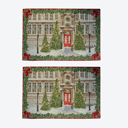 Image du produit pour 'Motif  Porte  : lgants sets de table festifs faon gobelin avec un motif dtaill de sapin de Nol'