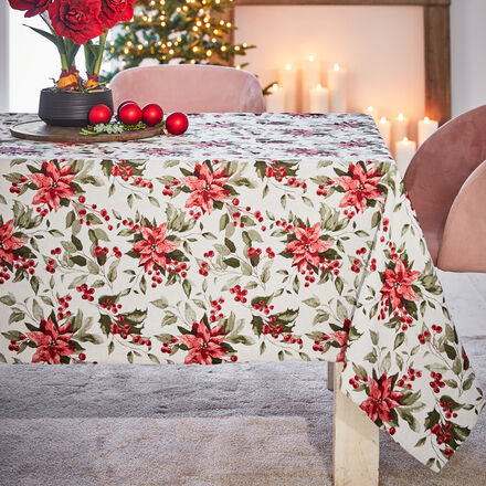 Image du produit pour 'Nappe jacquard hivernale aux motifs floraux'