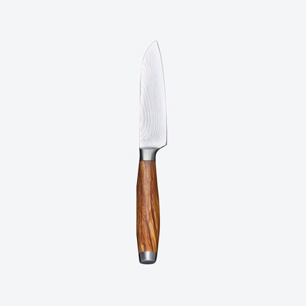 Image du produit pour 'Petit couteau Santoku damas avec manche en bois d'olivier noble : rpond aux exigences les plus leves'