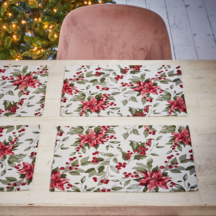 Image du produit pour 'Sets de table jacquard hivernaux aux motifs floraux'