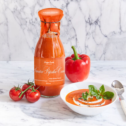 Image du produit pour 'Soupe trs aromatique  la tomate et au poivron avec des lgumes de Provence mris au soleil'