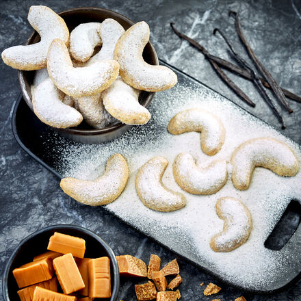 Image du produit pour 'Vanillekipferl (petits croissants)  la vanille de Tahiti et caramel'