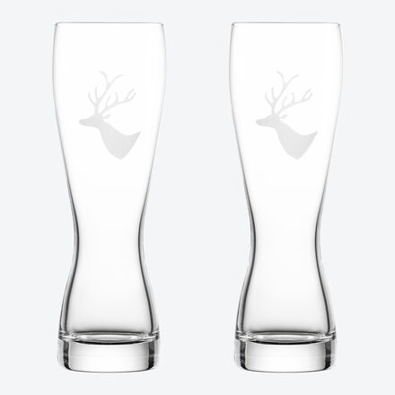 Image du produit pour 'Verres  bire blanche, motif cerf des Alpes - En cristal de 1re qualit'