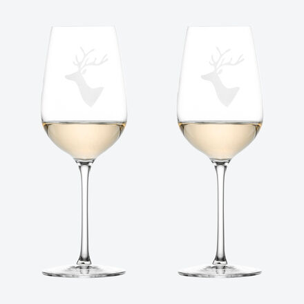 Image du produit pour 'Verres  vin blanc, motif cerf des Alpes - En cristal de 1re qualit'